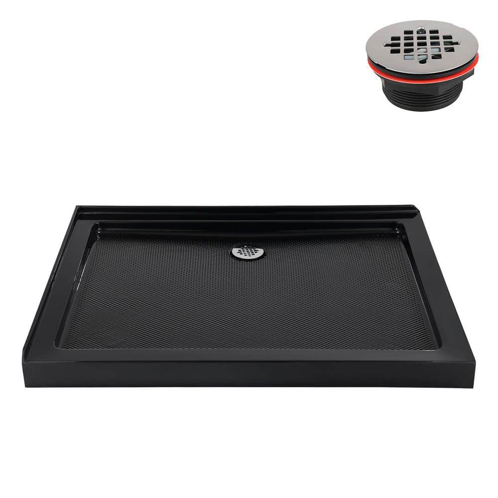 48 in. x 34 in. Corner Acrylic Shower Pan Base in Glossy Black with Right Drain Included price history on PriceWatchPro