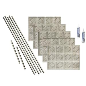 Traditional 4 18 in. x 24 in. Vintage Metal Vinyl Decorative Wall Tile Backsplash 15 sq. ft. Kit
