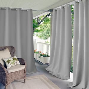 Gray Solid Grommet Room Darkening Curtain - 52 in. W x 84 in. L