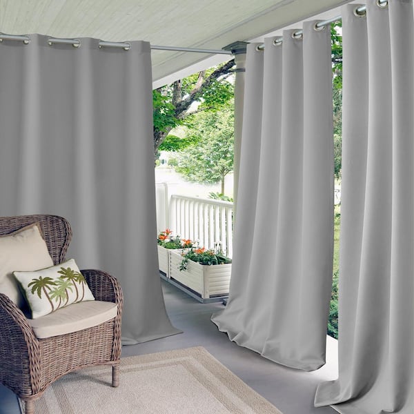 Elrene Gray Solid Grommet Room Darkening Curtain - 52 in. W x 108 in. L