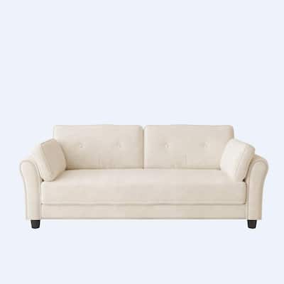 79 in. W Flared Arm Velvet Straight Sofa in Beige