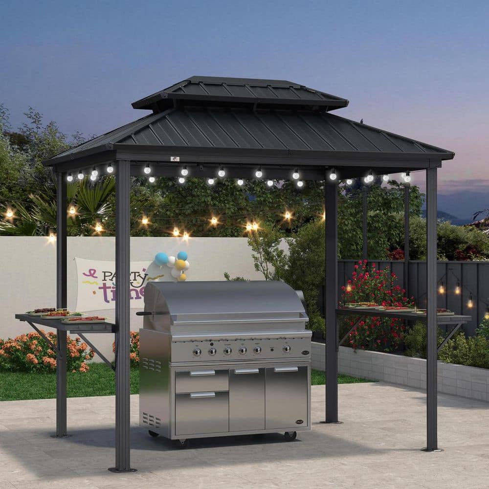PURPLE LEAF 6 ft. x 8 ft. Hardtop Grill Gazebo for Patio Aluminum