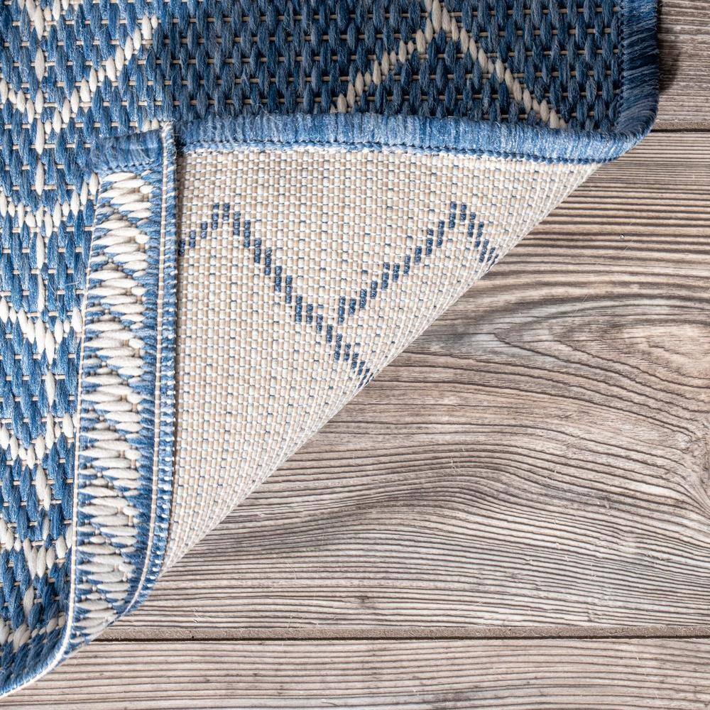 Blue Moroccan Pattern Stain-Resistant Synthetic Area Rug