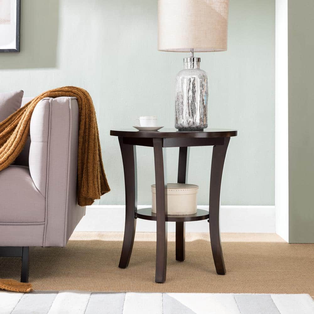 Boa 22-Inch Chocolate Cherry Solid Wood Round Side Table