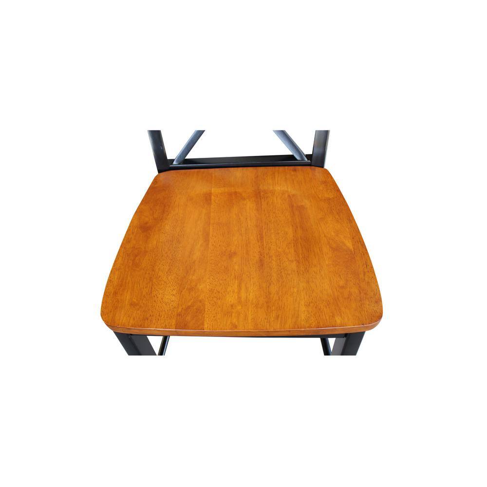 24" Black and Cherry Solid Wood X-Back Counter Stool