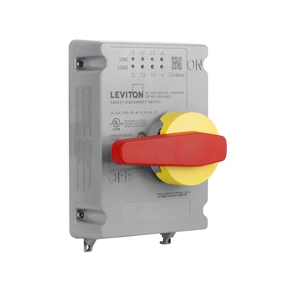Leviton 30 Amp/32 Amp Non-Fused Disconnect Switch Replacement Cover with Local Monitoring Inform Technology - Powerswitch
