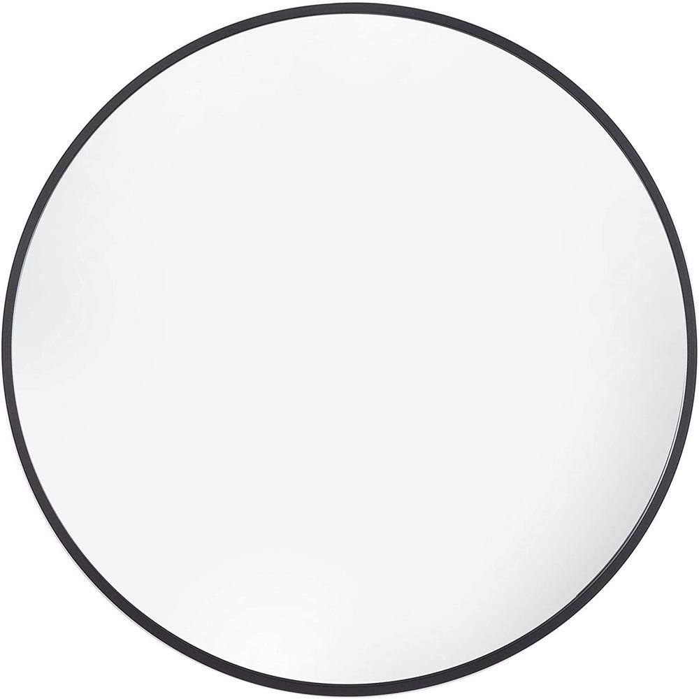 24 in. W x 24 in. H Wall Round Mirror with Black Modern Aluminum Alloy Fram