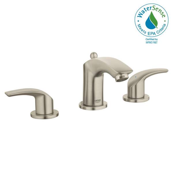 Grohe Eurosmart 8 In Widespread 2 Handle 1 2 Gpm Bathroom Faucet In Brushed Nickel Infinityfinish 20294ena The Home Depot