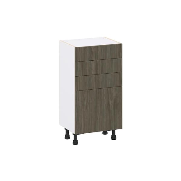 18 in. W x 14 in. D x 34.5 in. H Medora Textured Slab Walnut Assembled Shallow Base Kitchen Cabinet with 3 Drawers