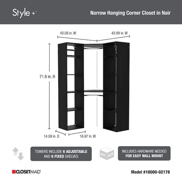 ClosetMaid Style+ White Hanging Wood Closet Corner System with (2