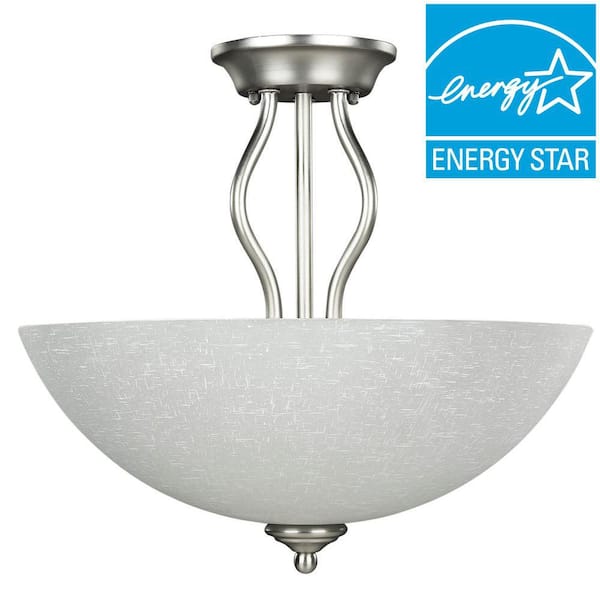 CANARM Envirolite 3-Light Brushed Pewter Energy Star Semi Flush Mount with Etched Linen Glass
