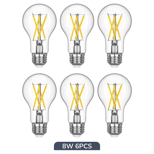 60-Watt Equivalent A19 Dimmable 10% to 100% Edison LED Light Bulb 2700K Warm White (6-Pack)