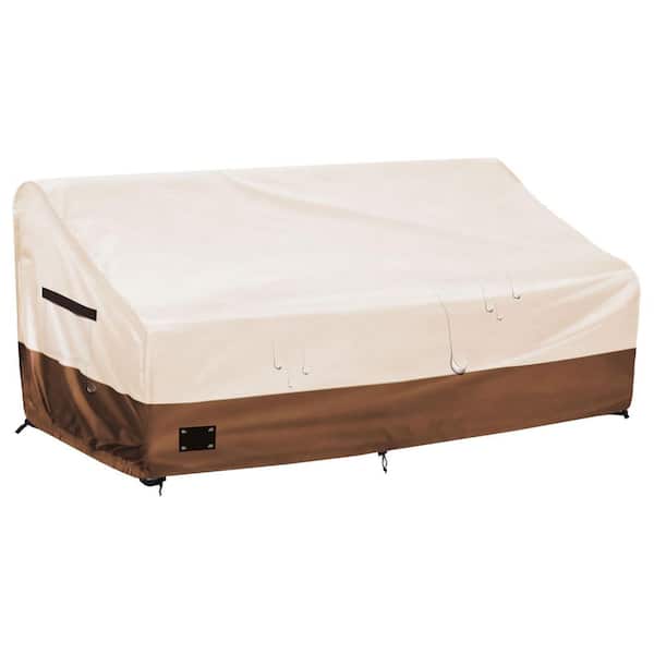76 in. W x 32 in. D x 31 in. H Beige and Brown Heavy-Duty Waterproof Outdoor 3-Seater Sofa Cover for Patio Furniture