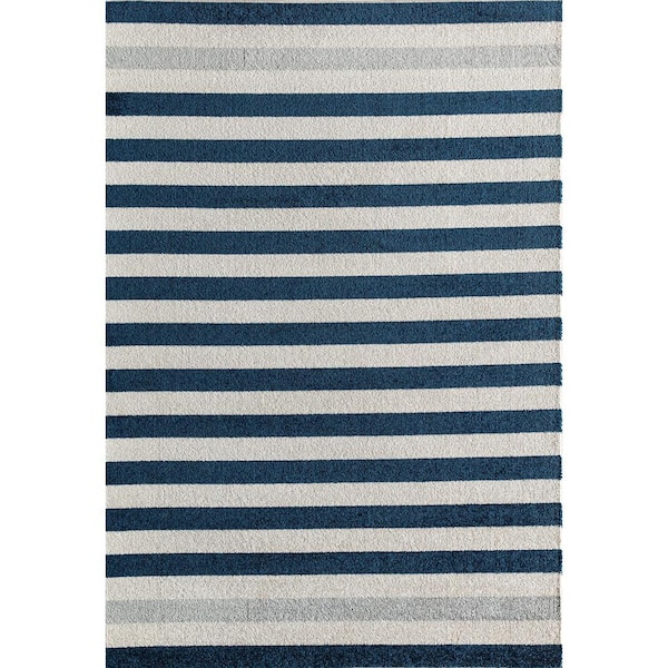 Isaac Mizrahi Callum Nautical Navy 2'6"x8' Contemporary Black Area Rug