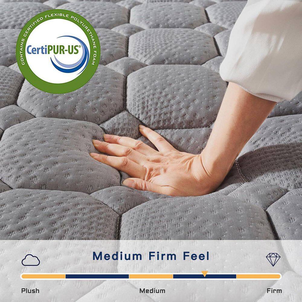 10-Inch Gray Memory Foam Hybrid Queen Mattress with Pocket Springs