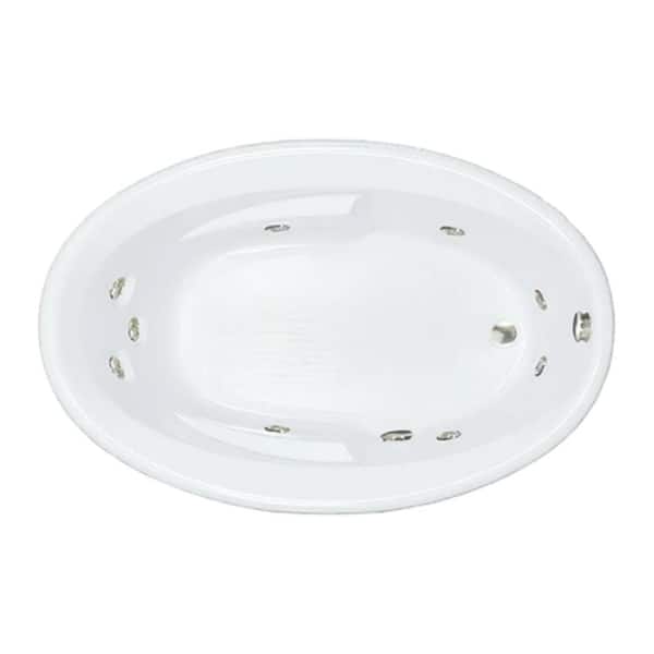 Comfortflo 60 in. x 42 in. Acrylic Oval Drop-in Whirlpool Bathtub with Reversible Drain in Biscuit