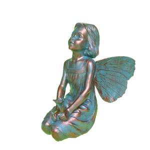 12 in. H Rebecca Fairy Home Patio and Garden Statue in Bronze Patina