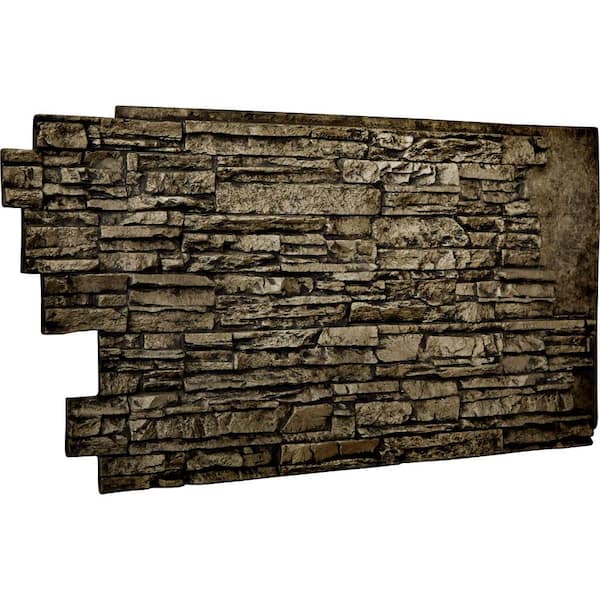 Ekena Millwork 1-1/2 in. x 48 in. x 25 in. Grey Urethane Stacked Stone Wall Panel