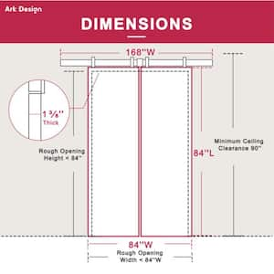 84 in. x 84 in. 5-Lite Frosted Glass White MDF Finished Double Sliding Barn Door Slab with Hardware and Soft Close