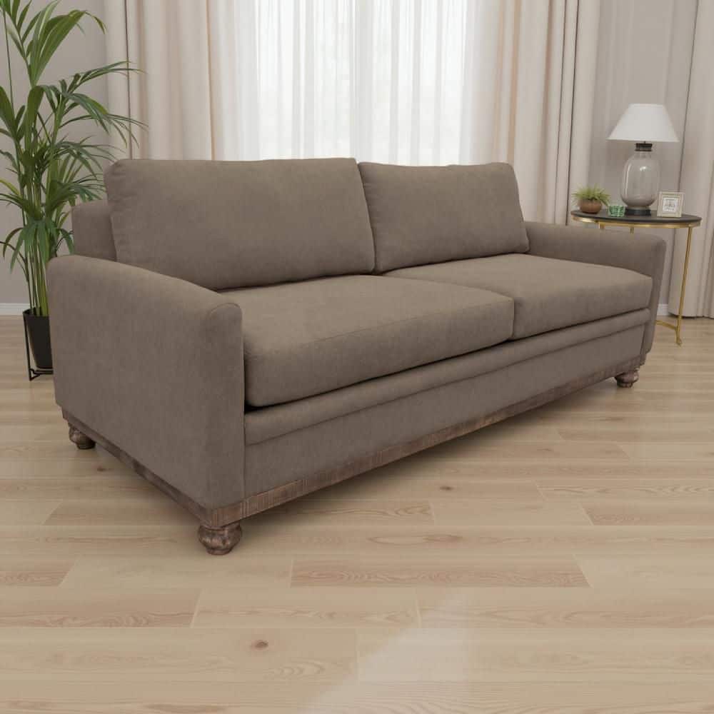 Ata 39 in. Rolled Arm Polyester Rectangle with 2-Throw Pillows Sofa in Brown price history on PriceWatchPro