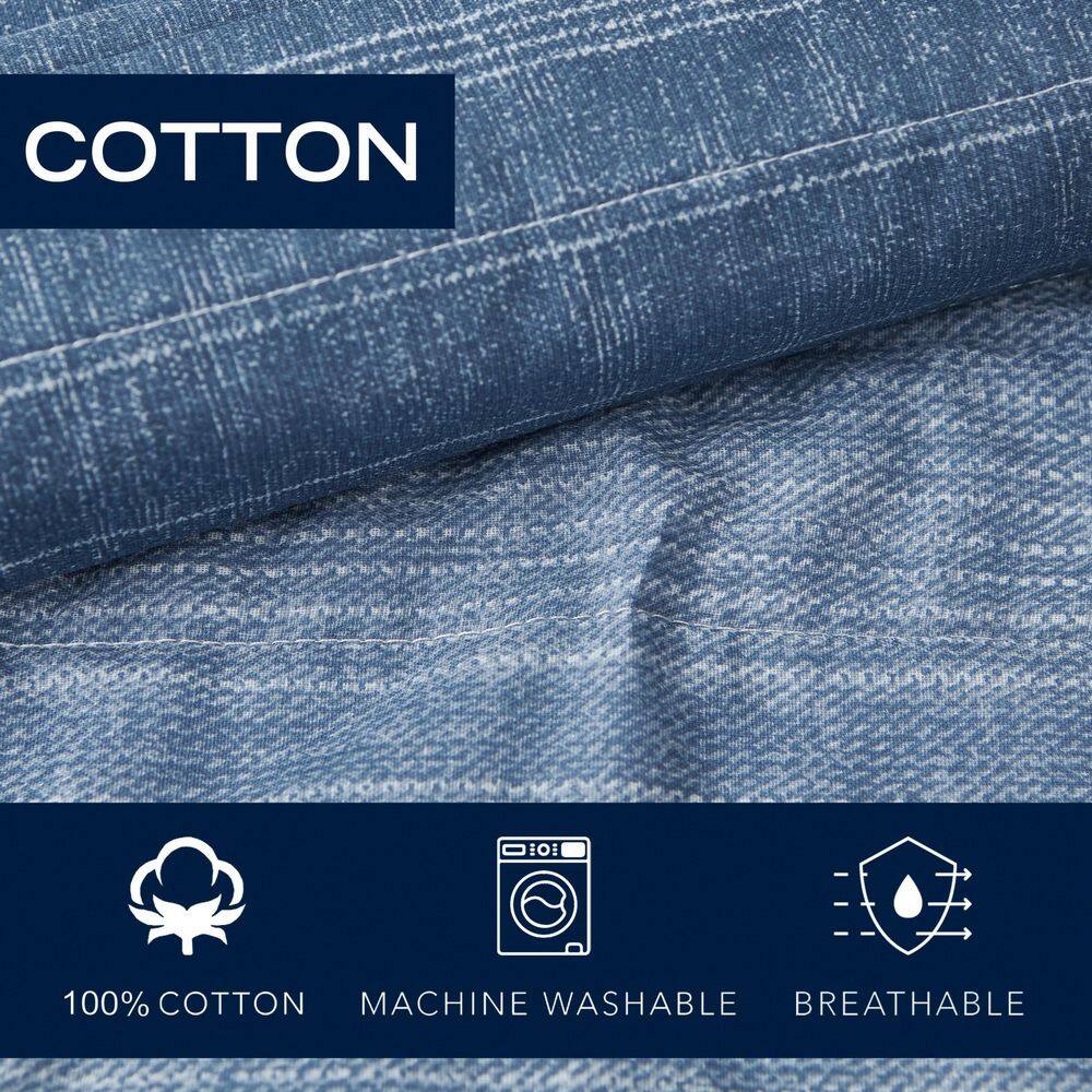 Classic Blue Cotton Reversible Full Quilt Set