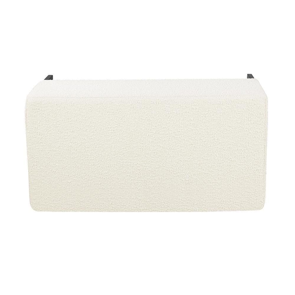 Cream Boucle Medium Storage Bench with Black Metal Legs
