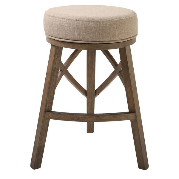 New Ridge Home Goods Regal 30" Bar Height Swivel Stool with Cream Fabric