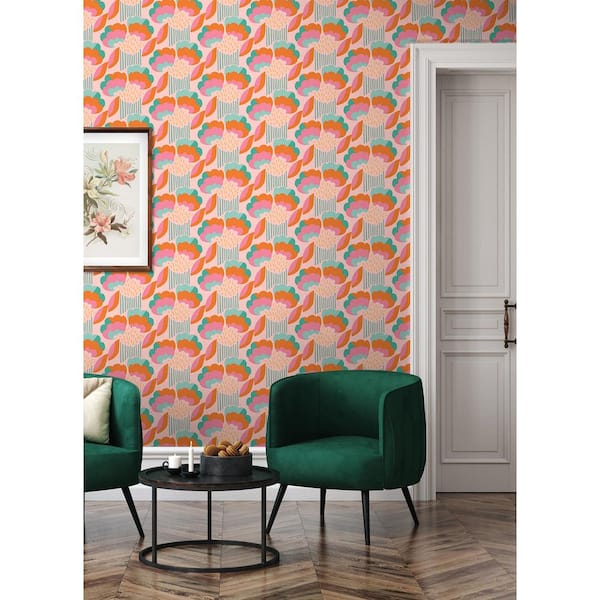 Retro Esme Pink Peel and Stick Wallpaper Sample