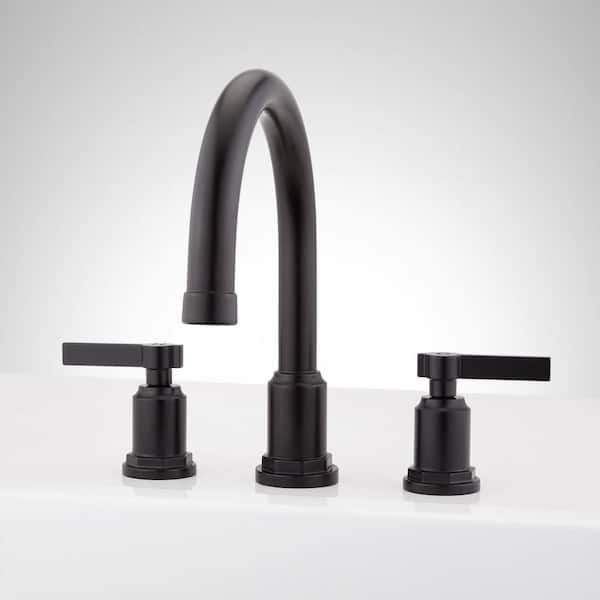 SIGNATURE HARDWARE Greyfield 2-Handle Deck Mount Roman Tub Faucet in Matte Black