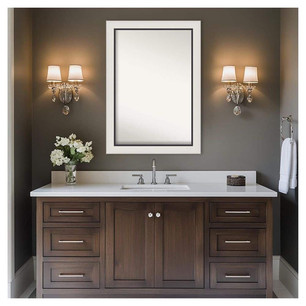 Ellie Silver Black 41.5 in. x 29.5 in. Non-Beveled Modern Rectangle Framed Bathroom Wall Mirror price history on PriceWatchPro