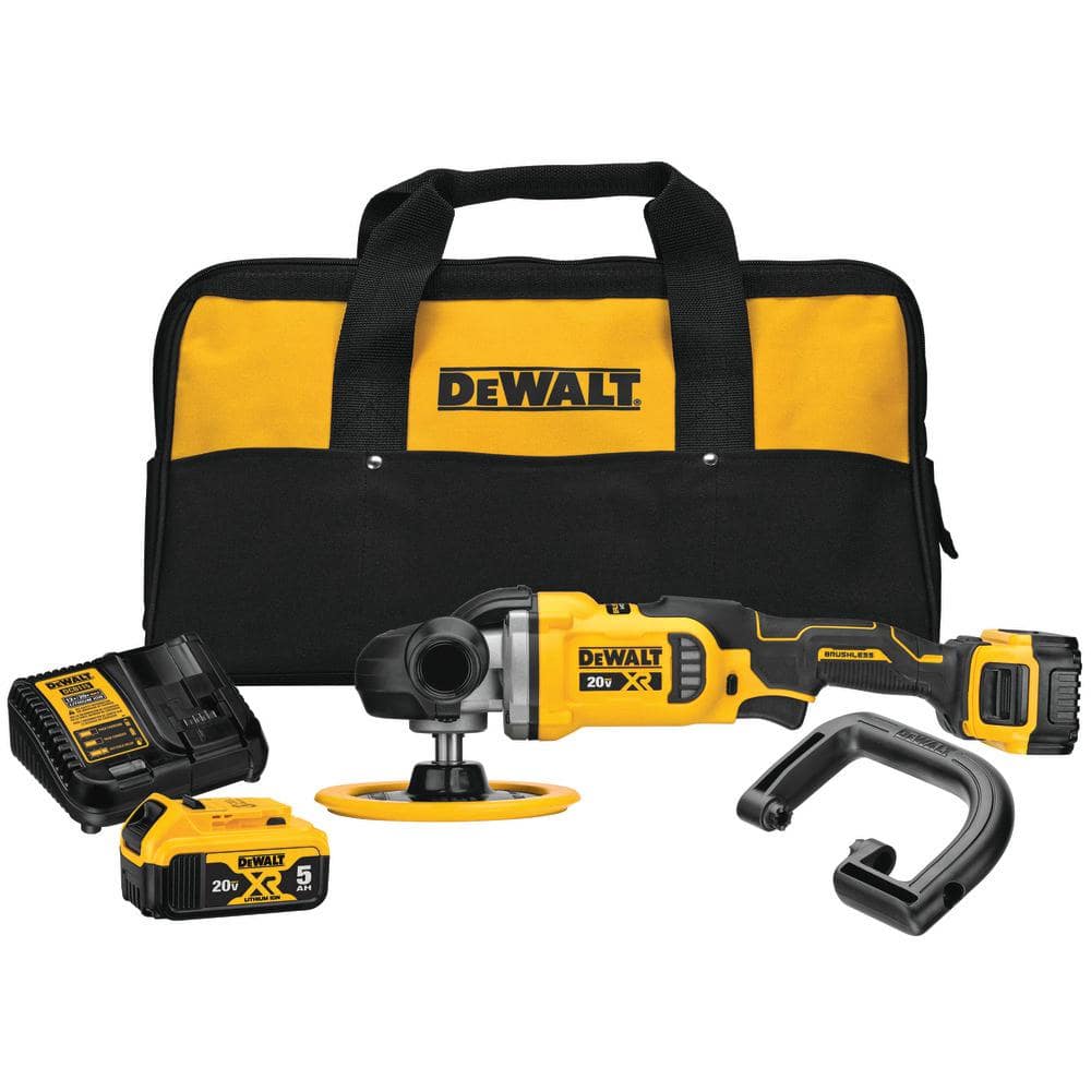 DEWALT 20V MAX XR Cordless Brushless in. Variable Speed Rotary Polisher  with (2) 20V 5.0Ah Batteries and Charger DCM849P2 The Home Depot
