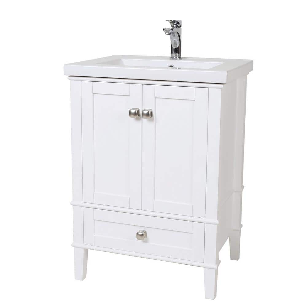 Simply Living 24 in. W x 18 in. D x 34 in. H Bath Vanity in White with ...