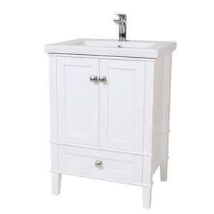 Simply Living 24 in. W x 18 in. D x 34 in. H Bath Vanity in White with White Resin Top