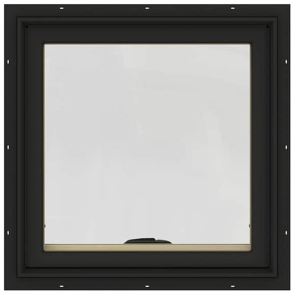 JELD-WEN 24 in. x 24 in. W-2500 Series Bronze Painted Clad Wood Awning Window w/ Natural Interior and Screen