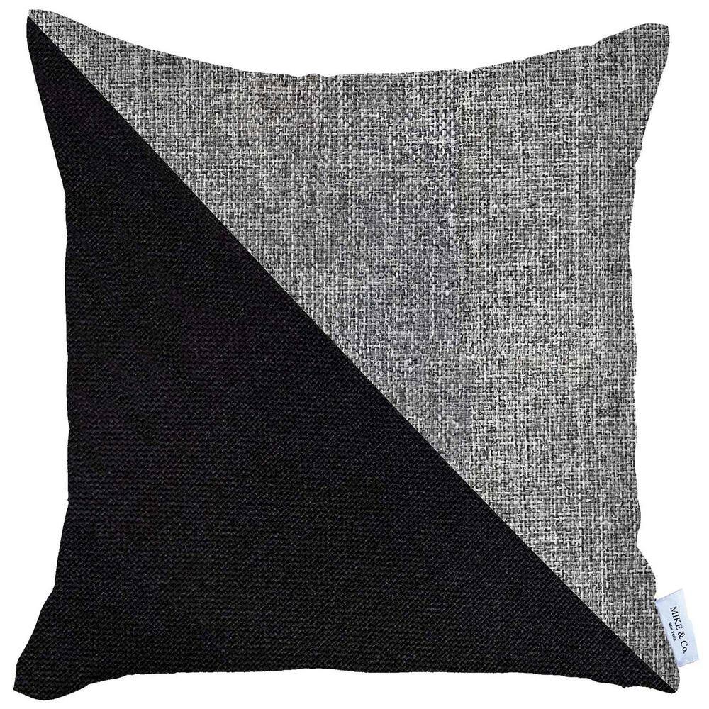 Black and Gray Boho-Chic Polyester Throw Pillow Cover