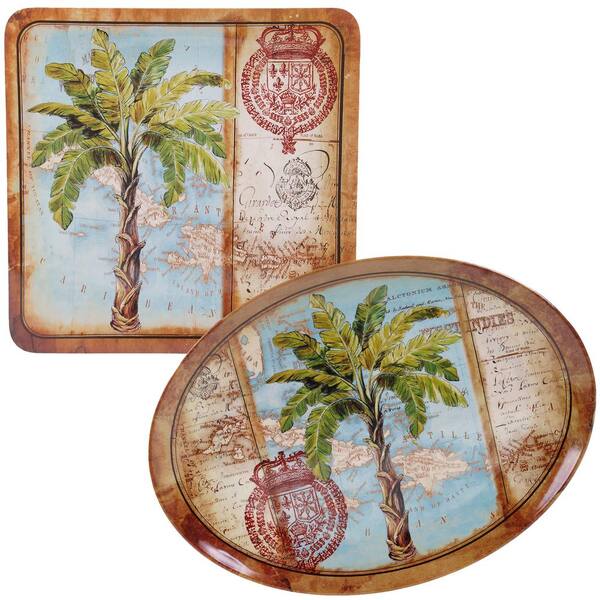 Unbranded 2-Piece Antique Palms Platter Set