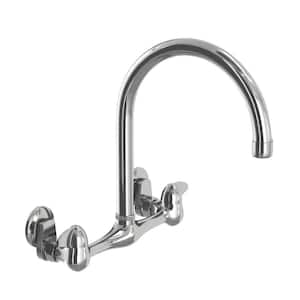 Builders Double-Handle Wall Mount Standard Kitchen Faucet in Polished Chrome