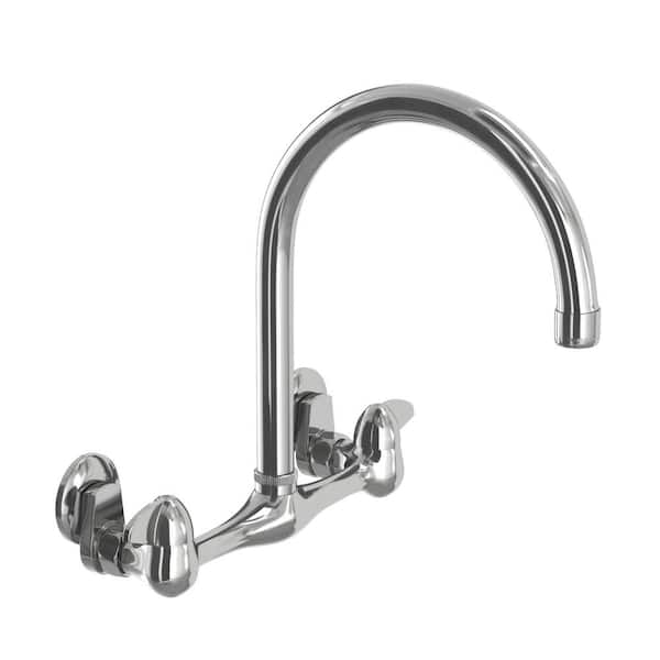 Glacier Bay Builders Double-Handle Wall Mount Standard Kitchen Faucet in Polished Chrome