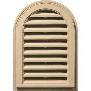 14 in. x 22 in. Round Top Plastic Built-in Screen Gable Louver Vent #012 Dark Almond