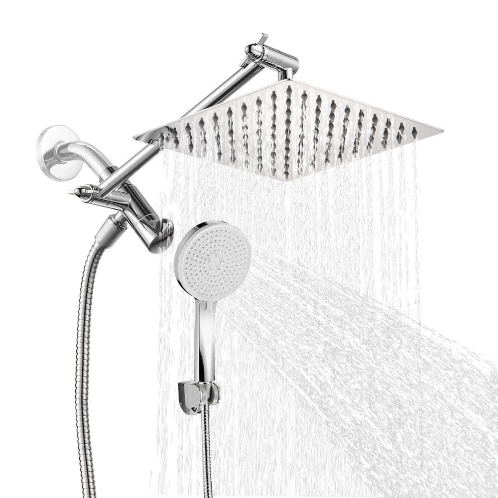 cobbe 8 in. Rainfall 5-Spray Patterns Dual Wall Mount and Handheld ...