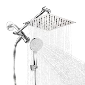 8 in. Rainfall 5-Spray Patterns Dual Wall Mount and Handheld Shower Head 1.8 GPM with Adjustable Shower Heads in Chrome