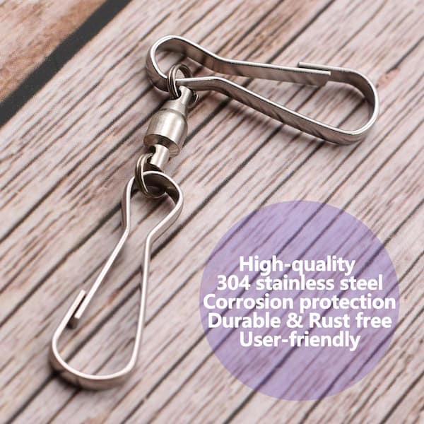 Anley Pack of 10 Windsock Clips - 3 inch Dual Swivel Hook & 360 Rotatable & Anti-Wrap & Stainless, Silver