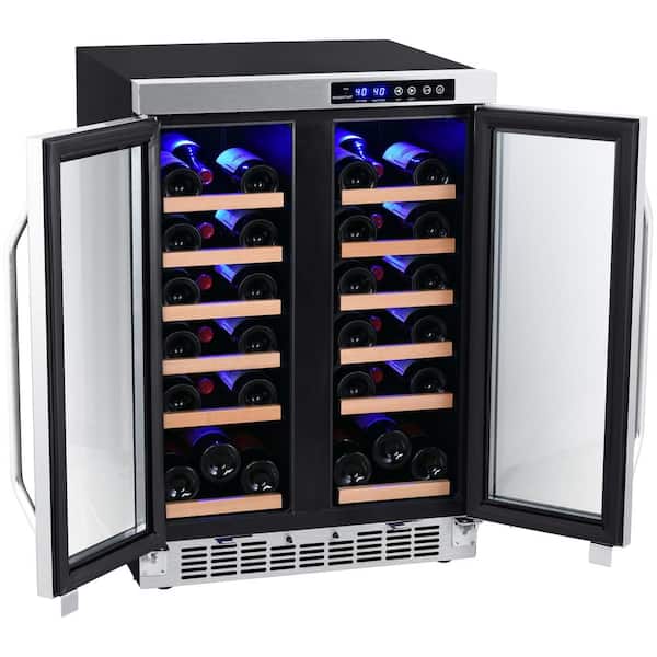 EdgeStar - 36 Bottle 24 in. Built-In French Door Dual Zone Wine Cooler