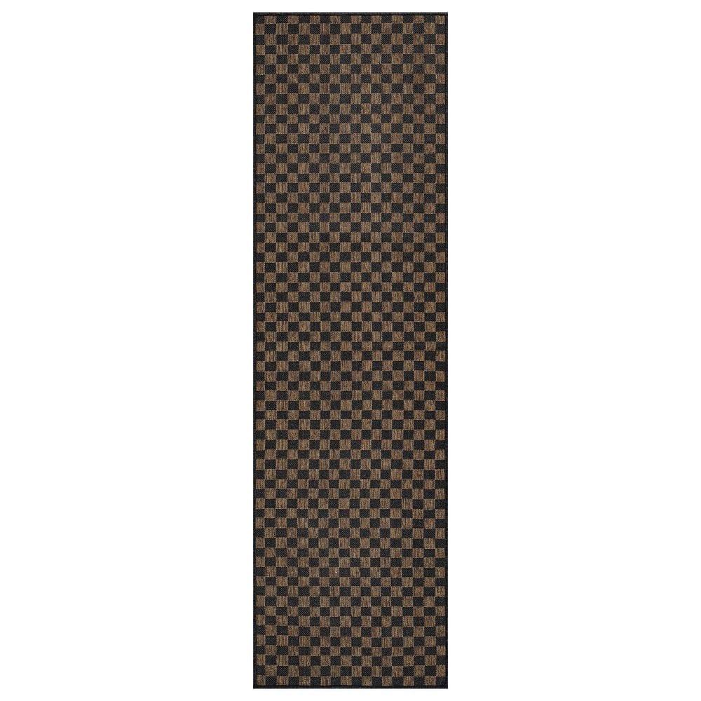 Checkered Dark Gray/Natural Easy-Care Jute-Style Indoor/Outdoor Flat Woven 2 ft. 3 in. x 8 ft. Dark Gray Area Rug price history on PriceWatchPro