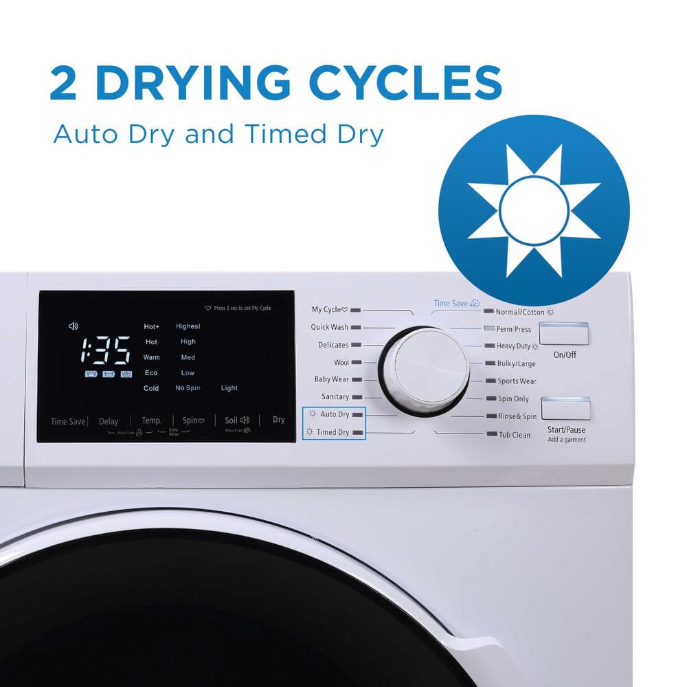 Compact White Stainless Steel Front Loading Washer Dryer Combo