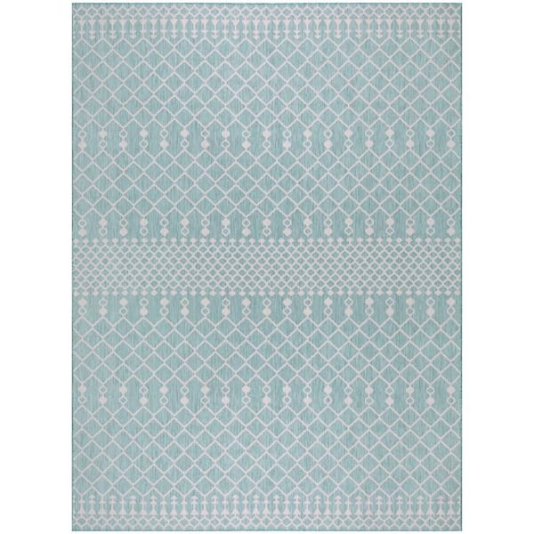 Nourison Positano Aqua 8 ft. x 10 ft. Moroccan Contemporary Area Rug