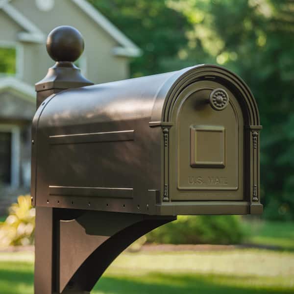 Garrison Large, Steel, Post Mount Mailbox, Venetian Bronze