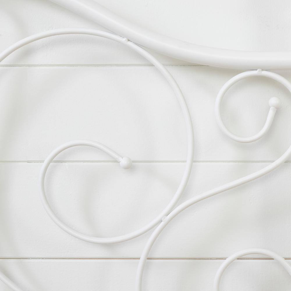 White Metal Full Bed Frame with Latticework Headboard