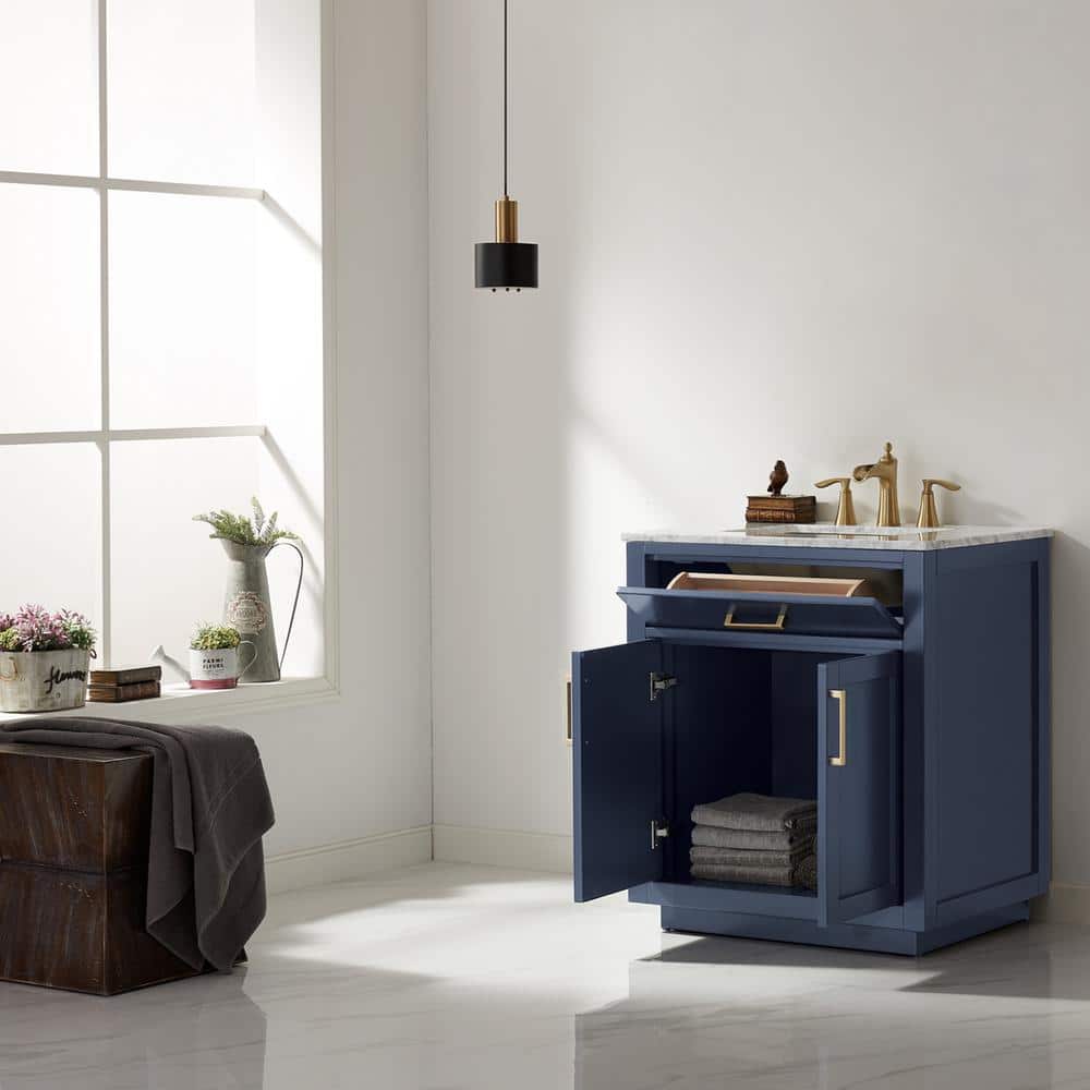 Royal Blue 30" Single Vanity with Carrara Marble Top