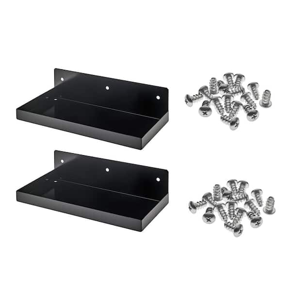 Triton Products 12 in. W x 6 in. D Epoxy Coated Steel Shelf for DuraBoard in Black (2-Pack)